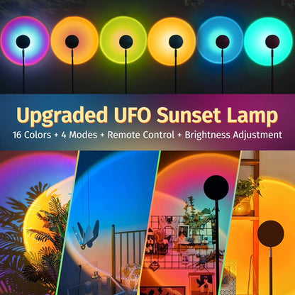 Sunset Lamp Projector Led Lights, with APP Remote, 16 Colors Night Light 360° Rotation Rainbow Lights Sunset Light Projection Lamp for Aesthetic Room Decor and Bedroom Decor Gifts for Women